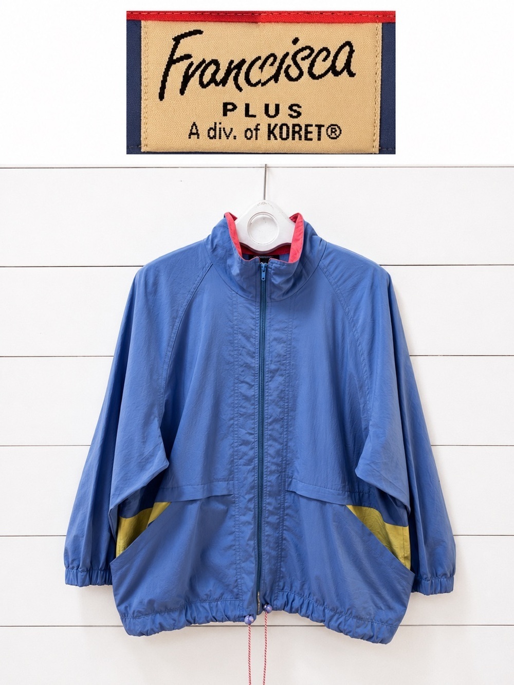 FRANCISCA PLUS OVERSIZED Blue & Pink Windbreaker Jacket Size 40 Xl/XXL